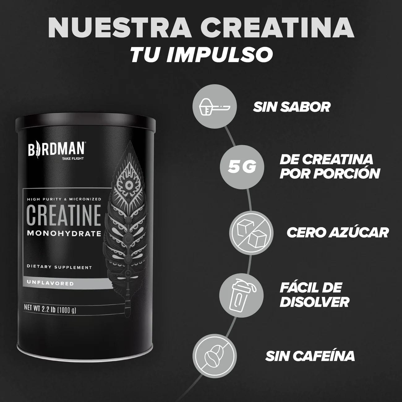 Birdman Creatina Monohidratada En Polvo 450g Sabor Natural 7503025737355