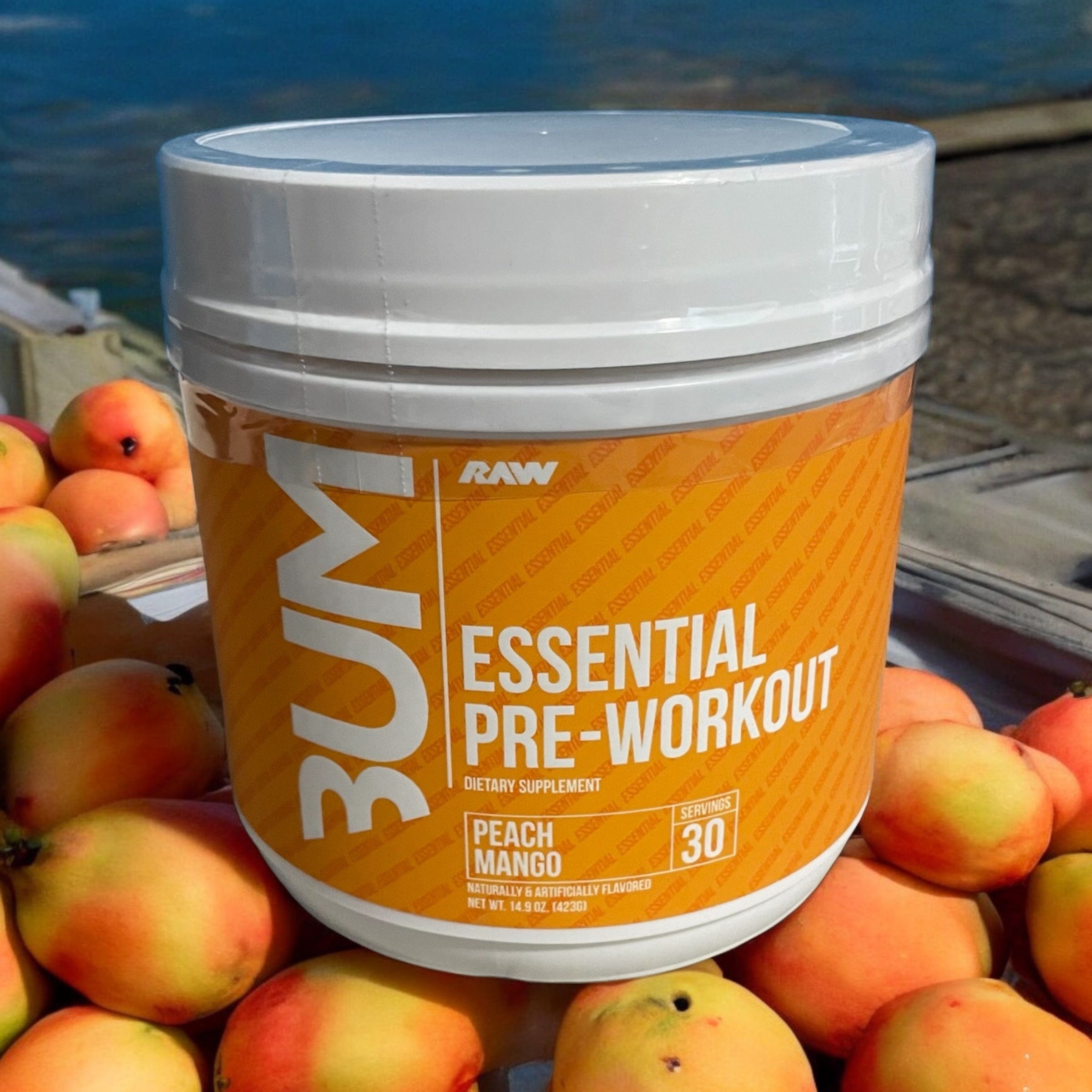 BUM essential pre-entreno 30 servicios sabor PEACH MANGO 850049150293