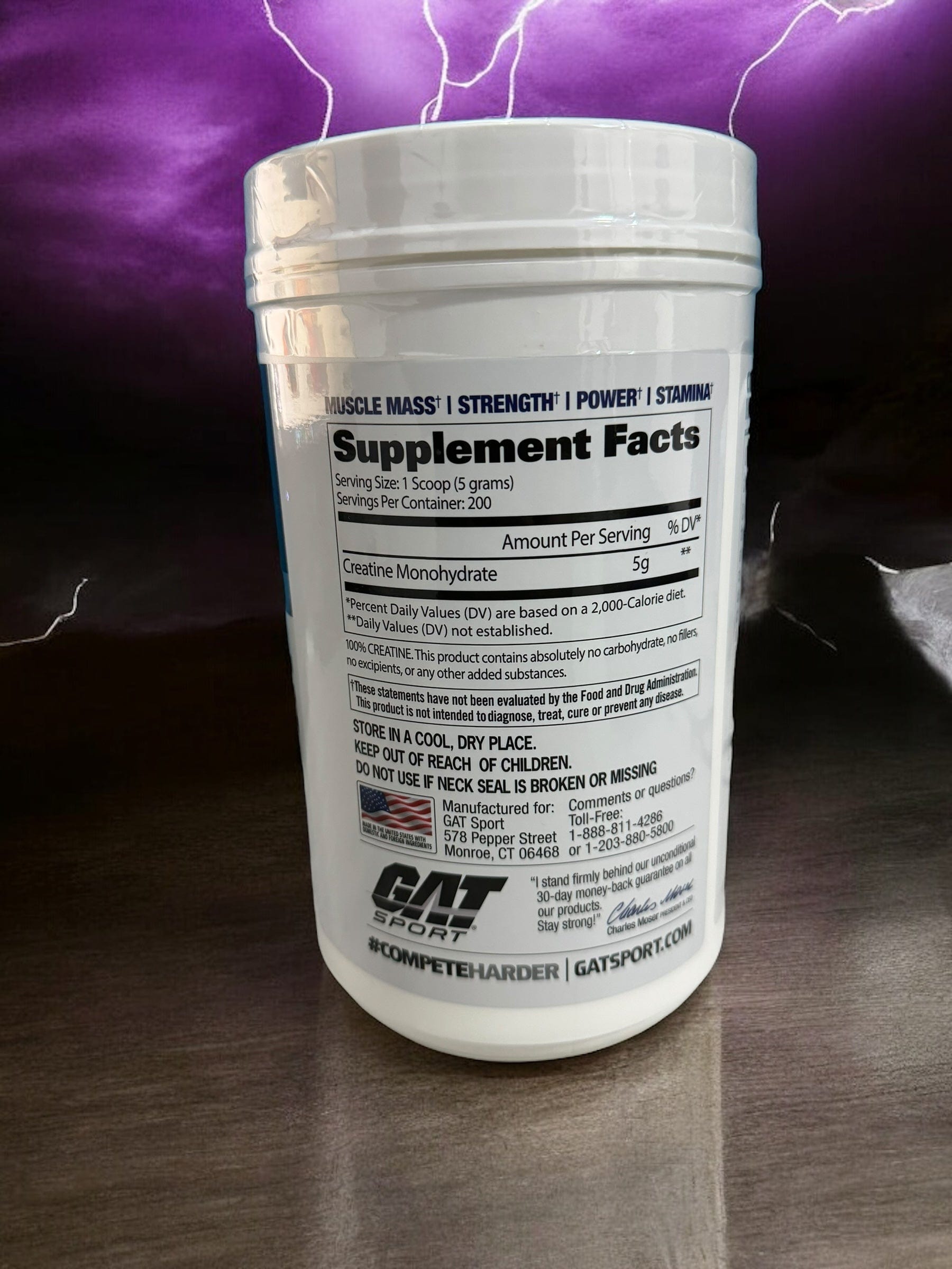 GAT Sport Creatine High Quality Powder 1kg 200 Servicios 816170025435