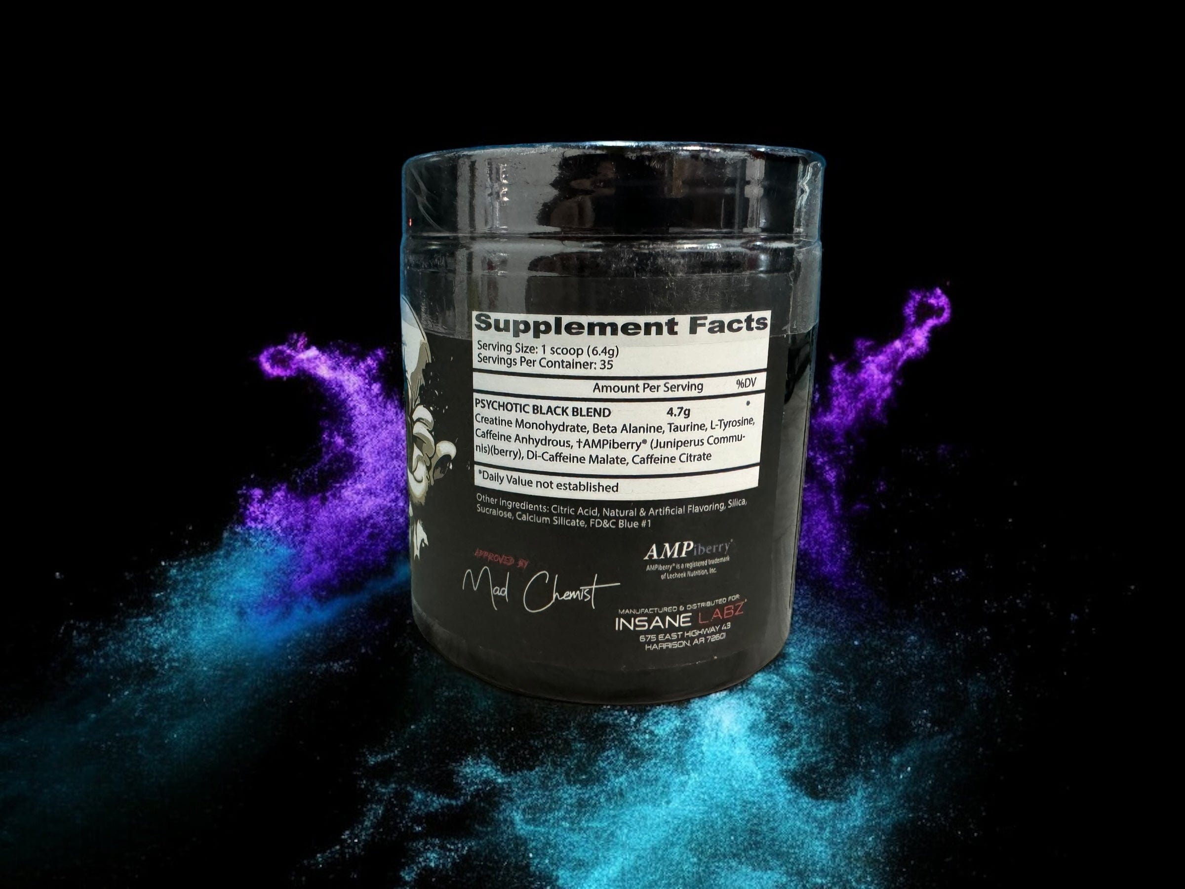 PSYCHOTIC black pre-entreno 35 servicios sabor blue raspberry 051497274535