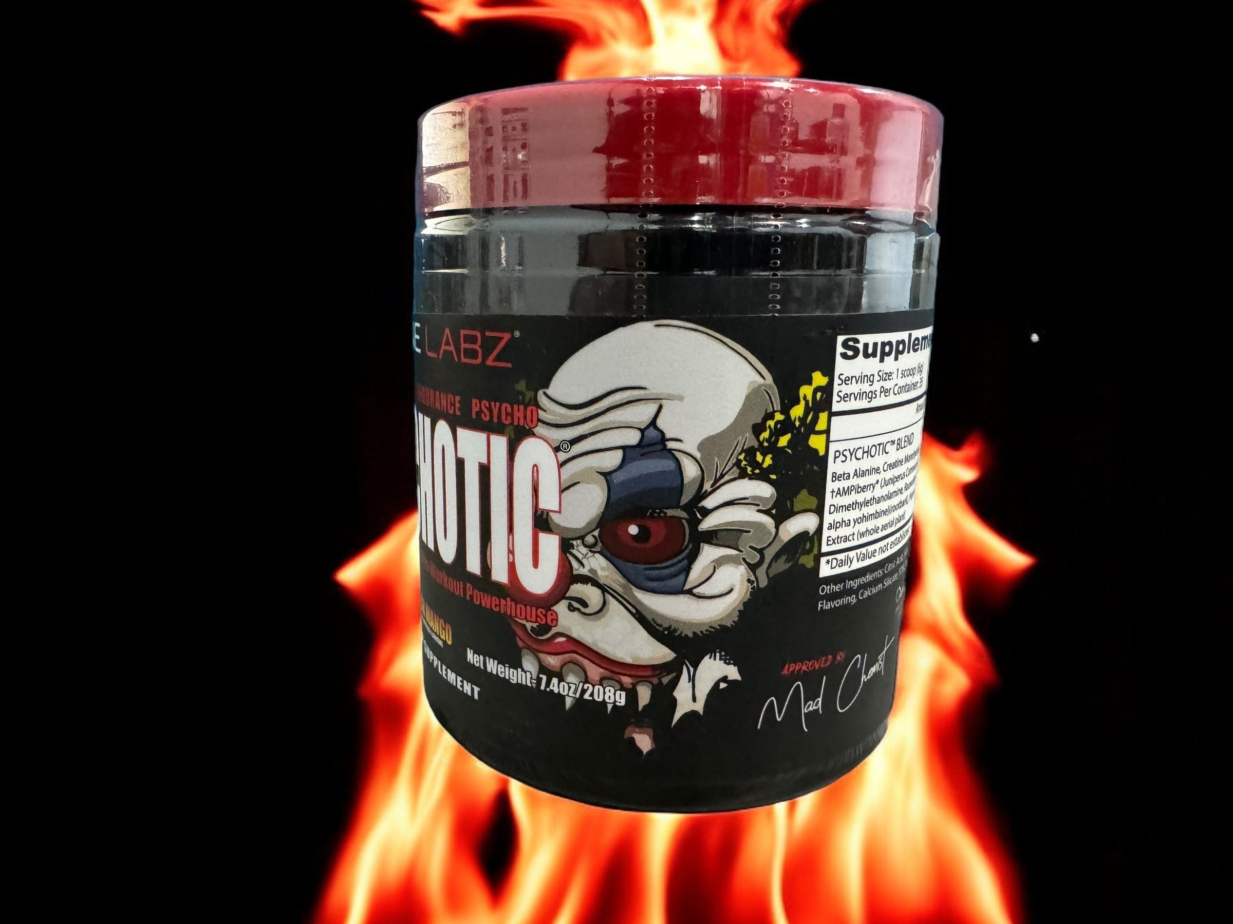 PSYCHOTIC rojo pre-entreno 35 servicios sabor peach mango 040232229121